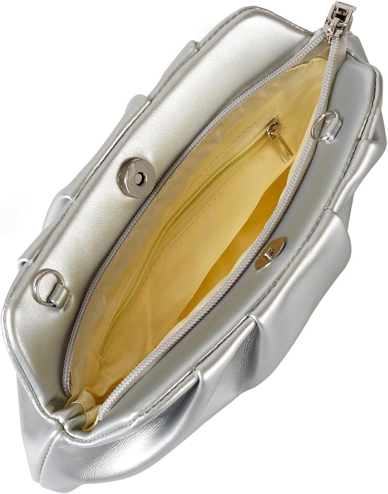 FanChris Evening Bag for Women Ruched Clutch Purse Detachable Metal Chain Crossbody Bag - Image 4